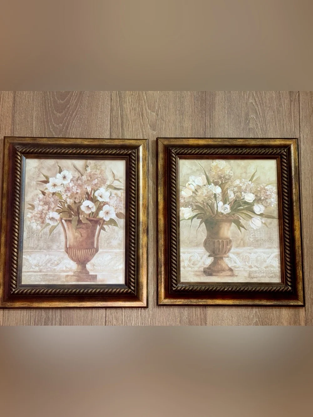 Vintage floral painting set by Carol Robinson Framed- 17” height